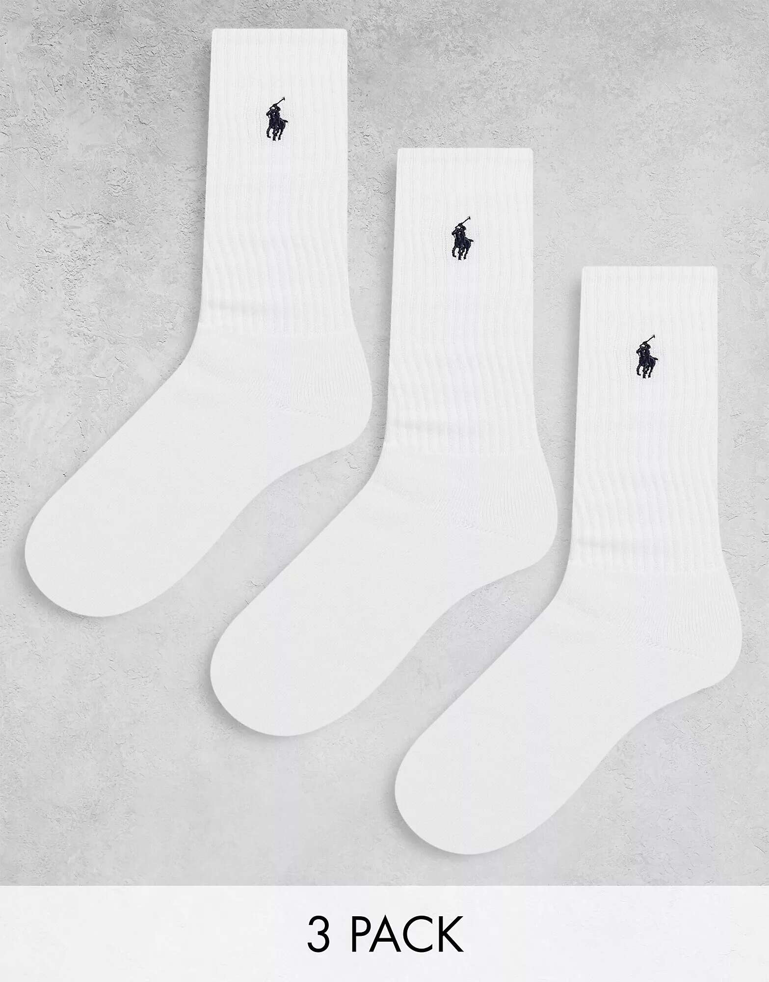 цена Три пары спортивных носков Polo Ralph Lauren белого цвета
