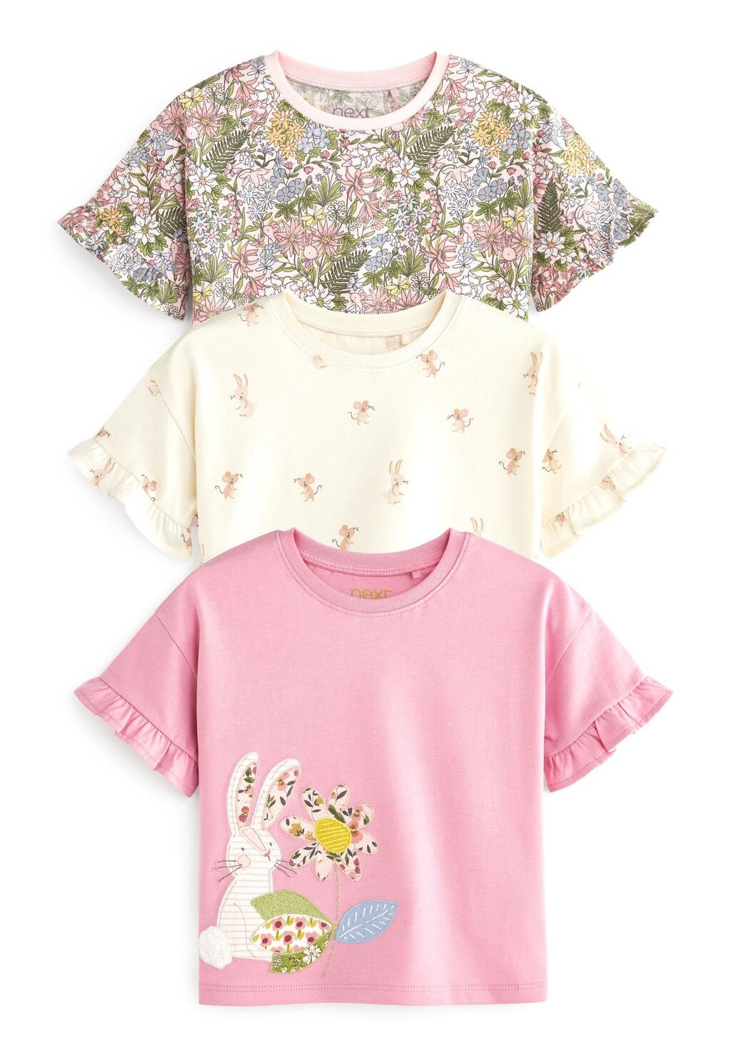 Футболка с принтом BUNNY T-SHIRTS 3 PACK Next, цвет pink