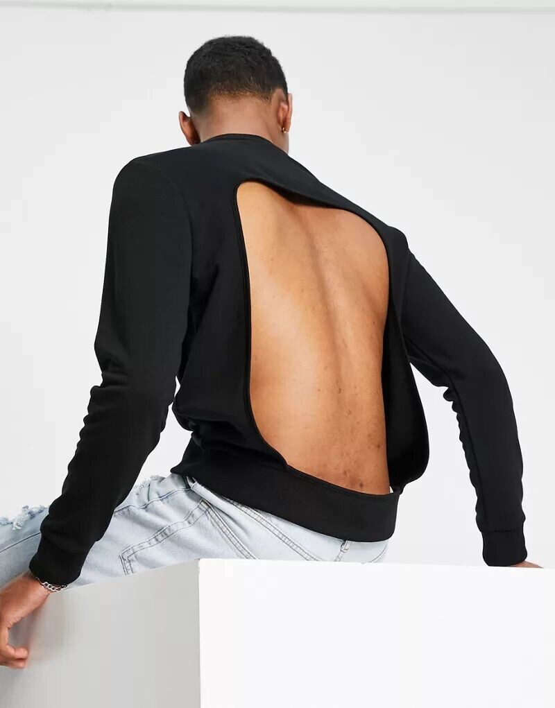 

Черный оверсайз-свитшот с вырезом на спине ASOS