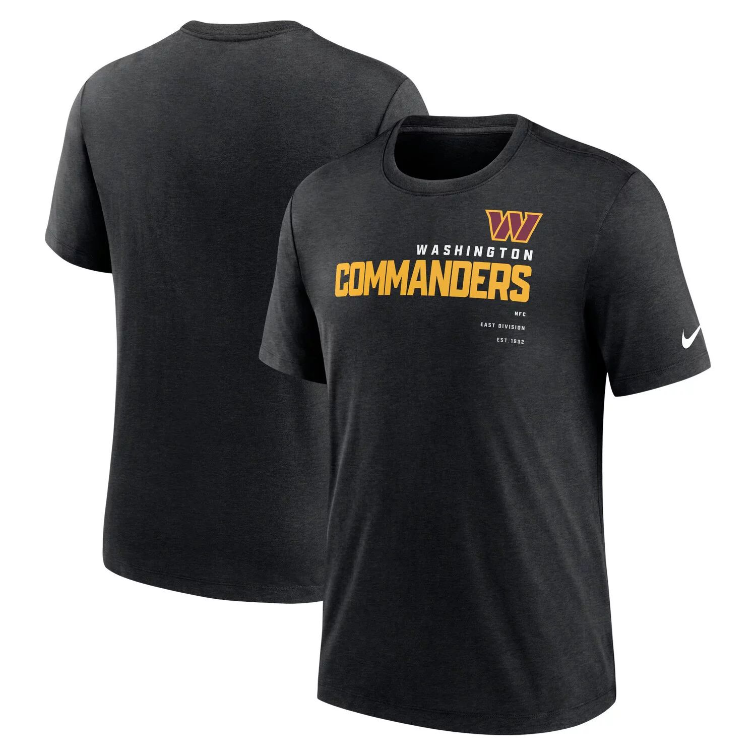 цена Мужская черная футболка Heather Washington Commanders Team Tri-Blend Nike