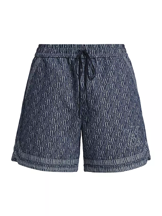 

Жаккардовые джинсовые шорты Amiri, цвет washed indigo
