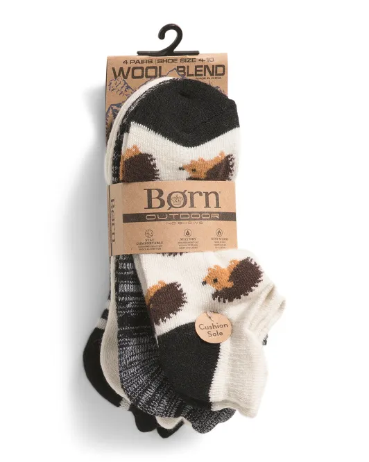 

4 пары носков из смесовой шерсти с полуподушками, незаметный каблук Born Outdoor, цвет Oatmeal