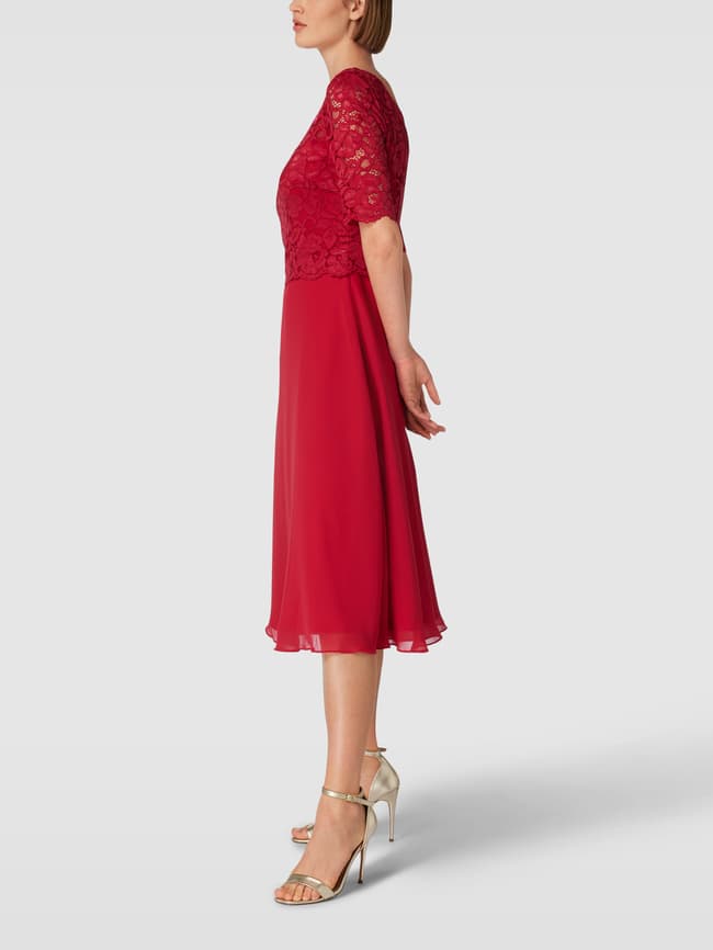 Коктейльное платье с кружевной отделкой Christian Berg, темно-красный цена и фото