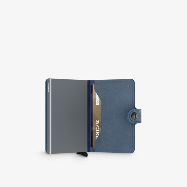 Оригинальный кожаный кошелек Miniwallet с тиснением логотипа Secrid, синий