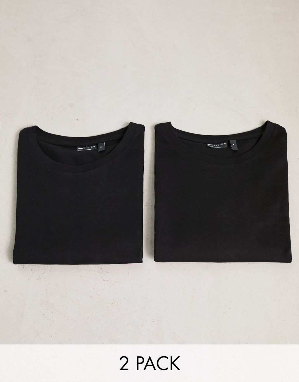 Комплект из двух черных футболок с круглым вырезом ASOS DESIGN комплект из двух футболок с круглым вырезом из трикотажа с вафельным переплетением 2 года 86 см бежевый