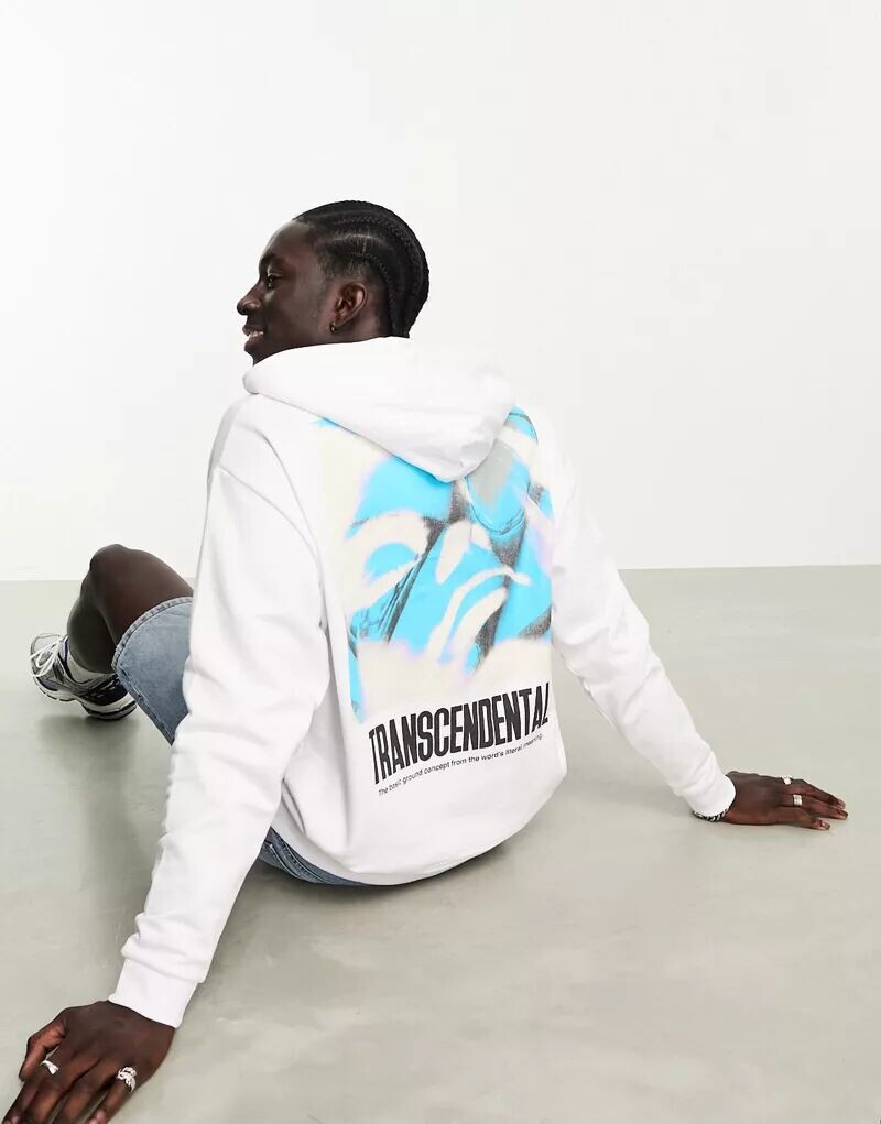 

Белое оверсайз-худи с фотографическим принтом на спине и спереди ASOS