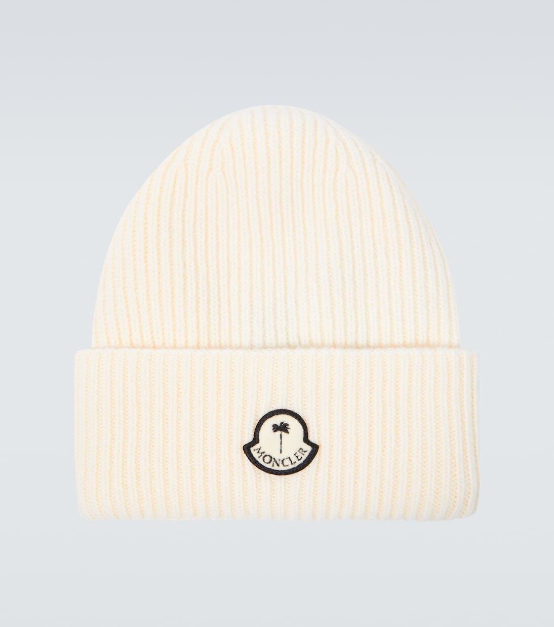 

Шерстяная шапка в рубчик с логотипом x palm angels Moncler Genius, белый