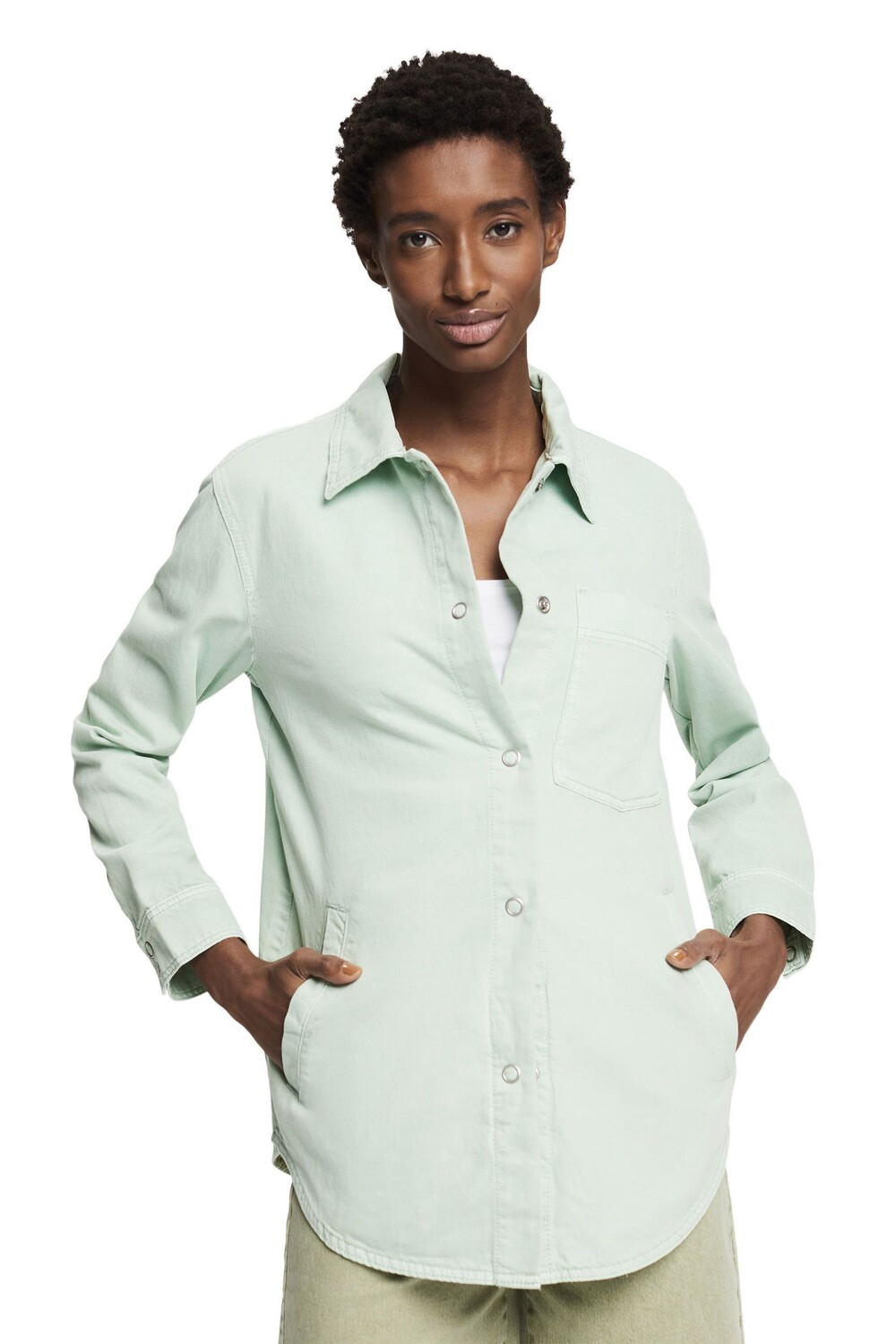 

Рубашка оверсайз из тенселя Esprit, зеленый