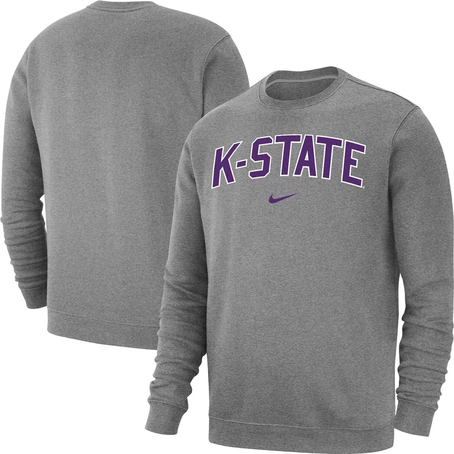

Мужской флисовый пуловер с капюшоном Heather Grey Kansas State Wildcats Arch Club Nike