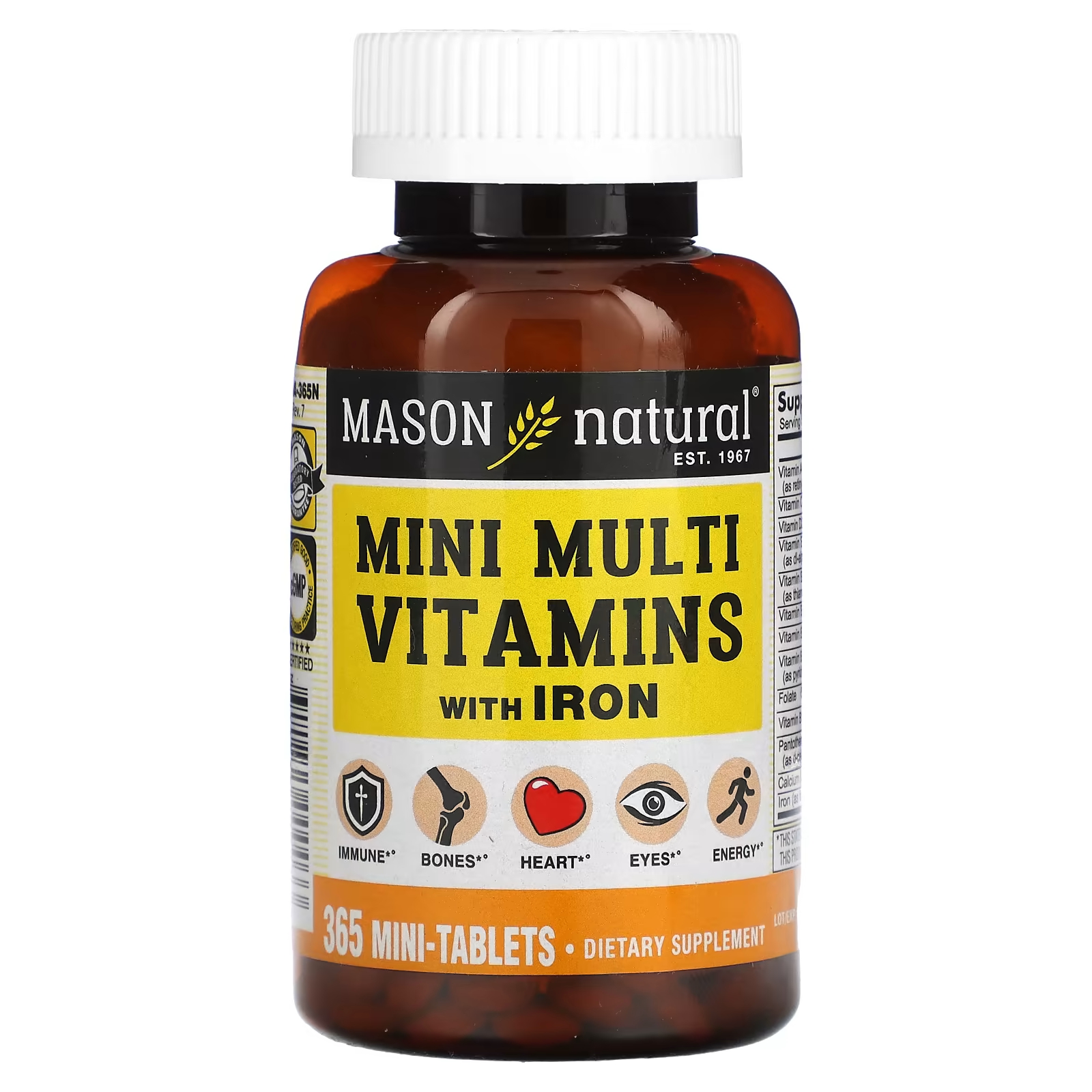 Мультивитамины Mason Natural с железом, 365 мини-таблеток mason natural mini мультивитамины 365 мини таблеток