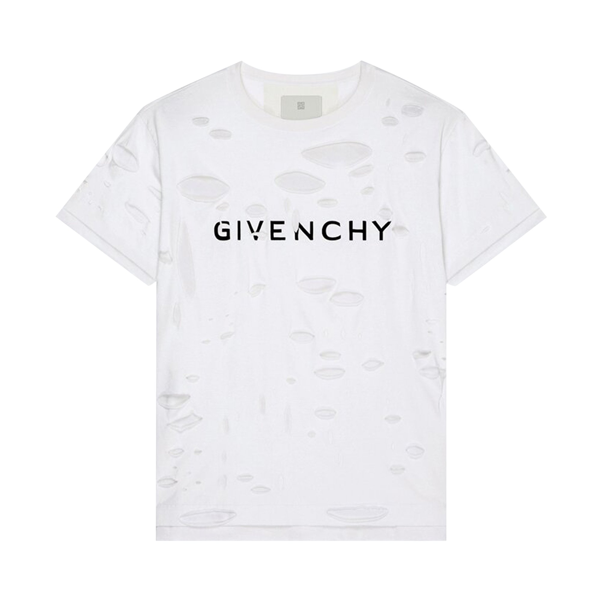 

Двухслойная классическая футболка с отверстиями от Givenchy, цвет Белый