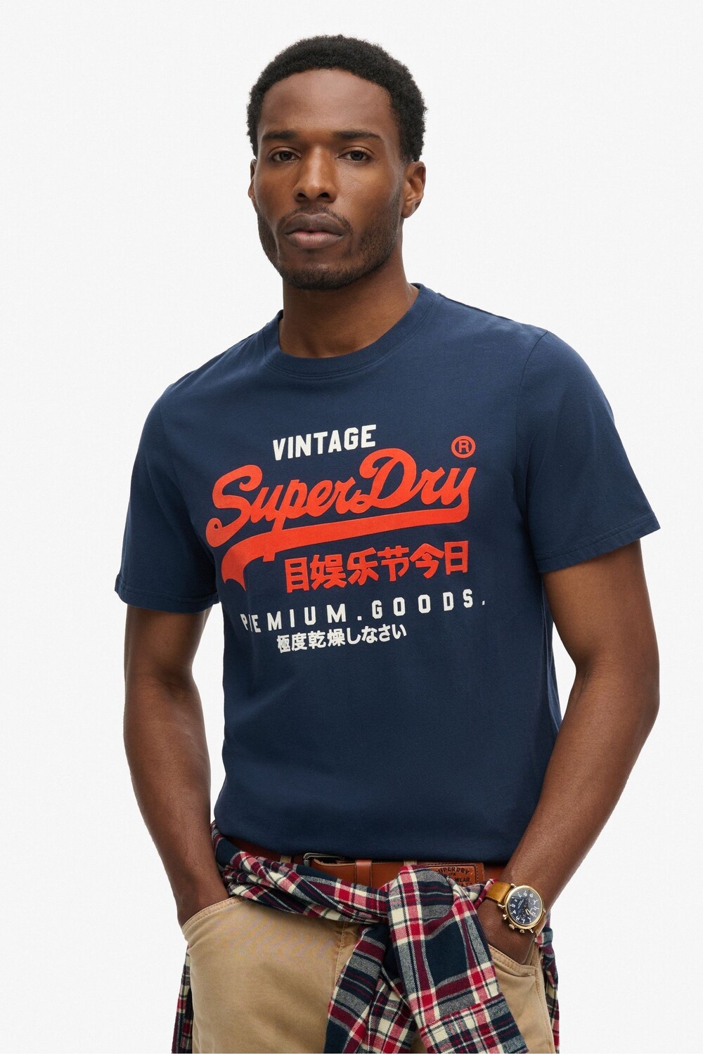 

Футболка из 100% хлопка с винтажным логотипом Duo Superdry, синий