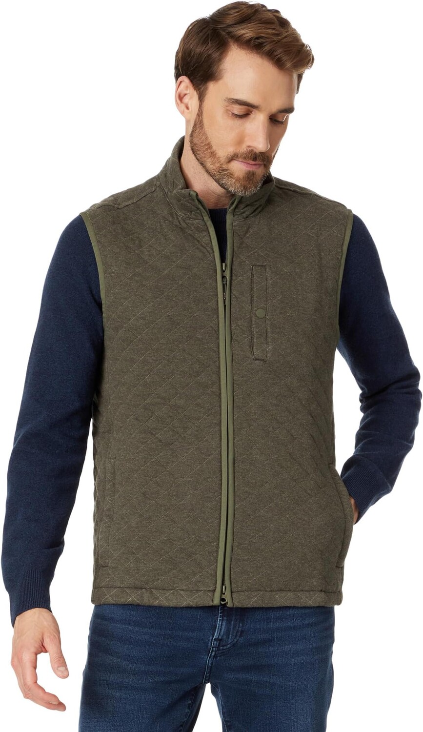 

Эпический стеганый флисовый жилет Faherty, цвет Olive Melange 1