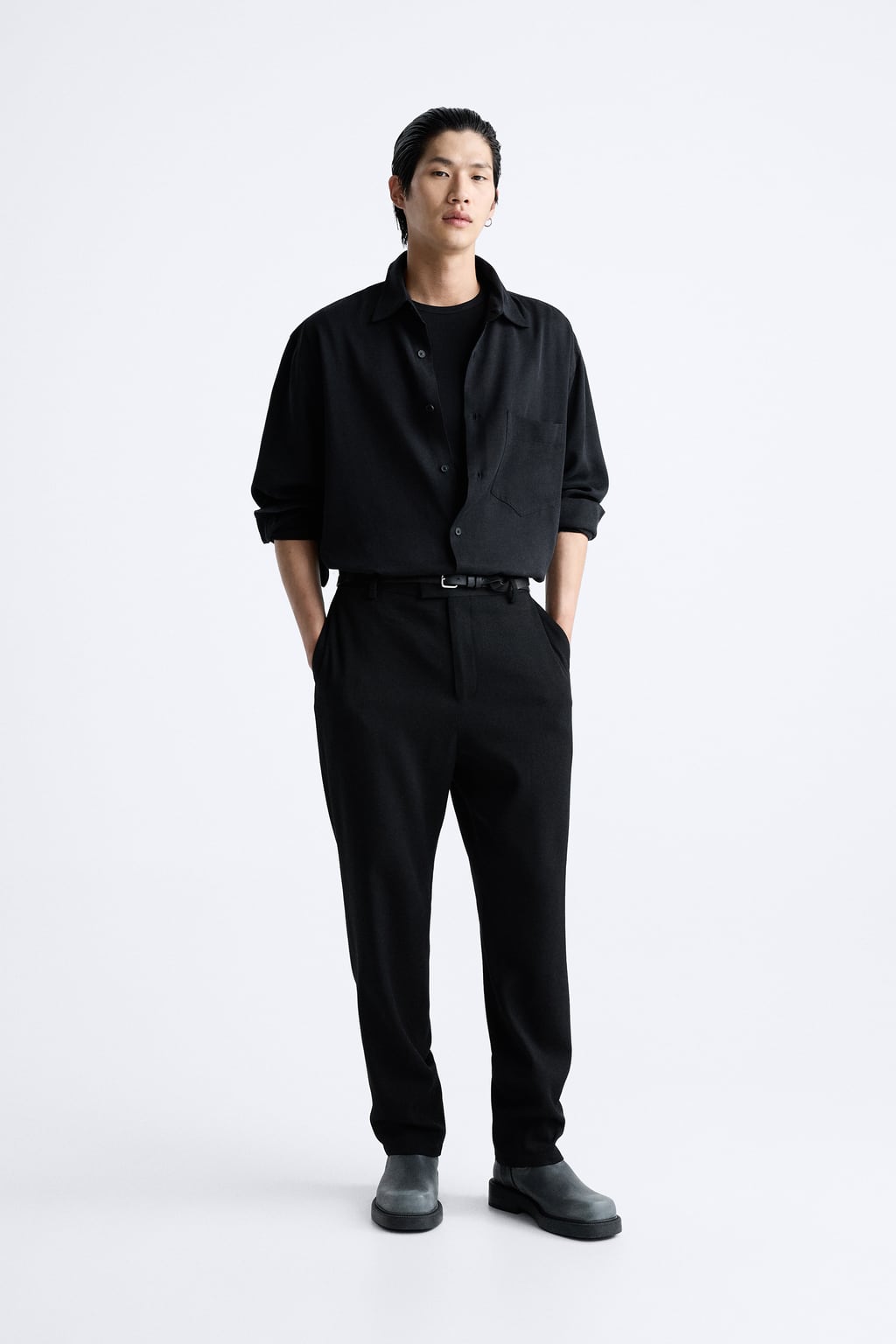 

Рубашка из лиоцелла ZARA, черный