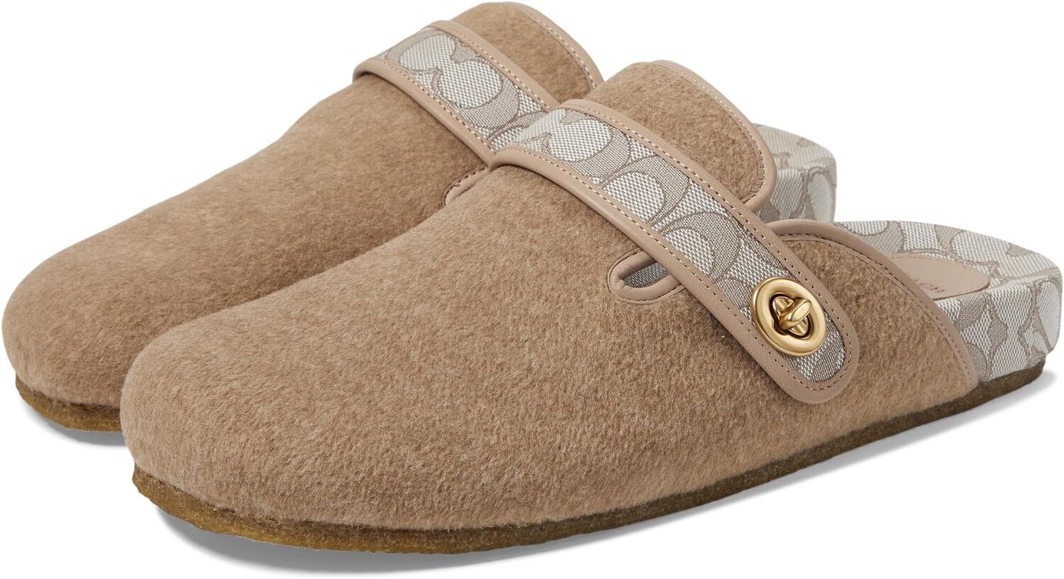 

Сандалии на плоской подошве Signature Jacquard Clog COACH, серо-коричневый