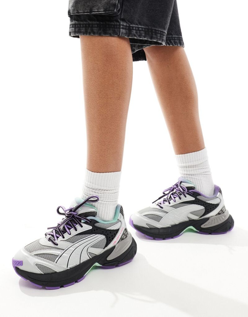 

Кроссовки Puma Velophasis светло-серого и фиолетового цвета