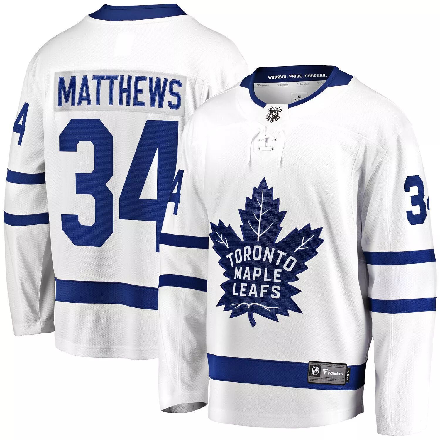 

Мужская белая футболка с логотипом Auston Matthews Toronto Maple Leafs Off Premier Breakaway Player Fanatics, Белый