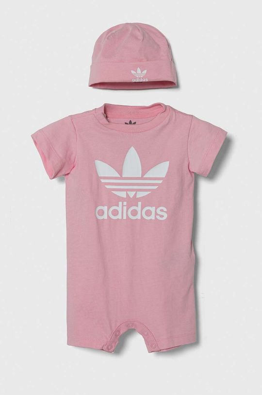 Хлопковые рамперы для новорожденных adidas Originals, розовый
