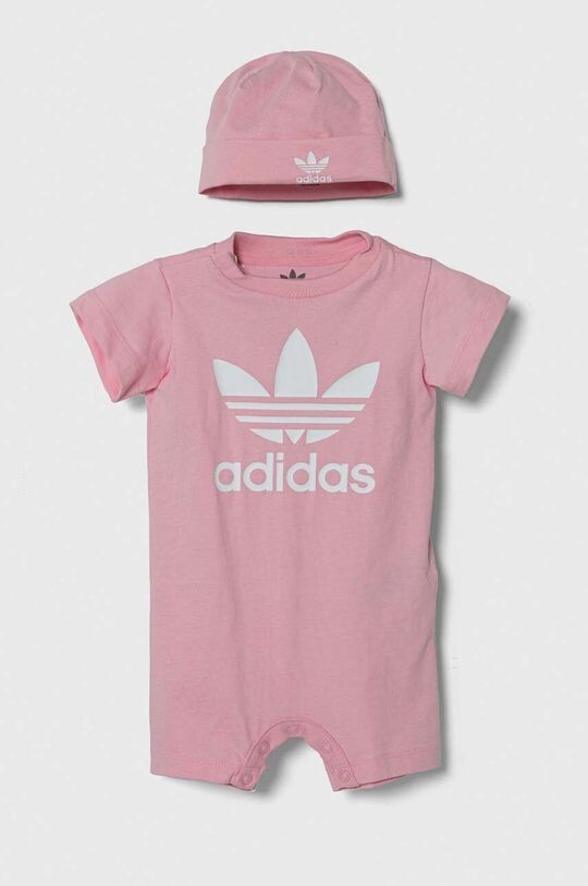 

Хлопковые рамперы для новорожденных adidas Originals, розовый