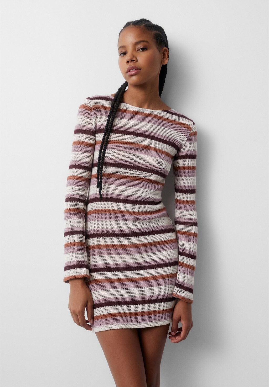 

Вязаное платье PULL&BEAR, белый