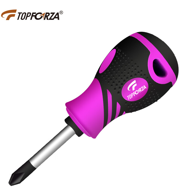 TOPFORZA 2SD-0638P2 Крестовая отвертка S2 из легированной стали фиолетового и черного цвета, двухцветная противоскользящая отвертка TPR с сильным магнитом # 2x6,0x38 мм 1,5 дюйма