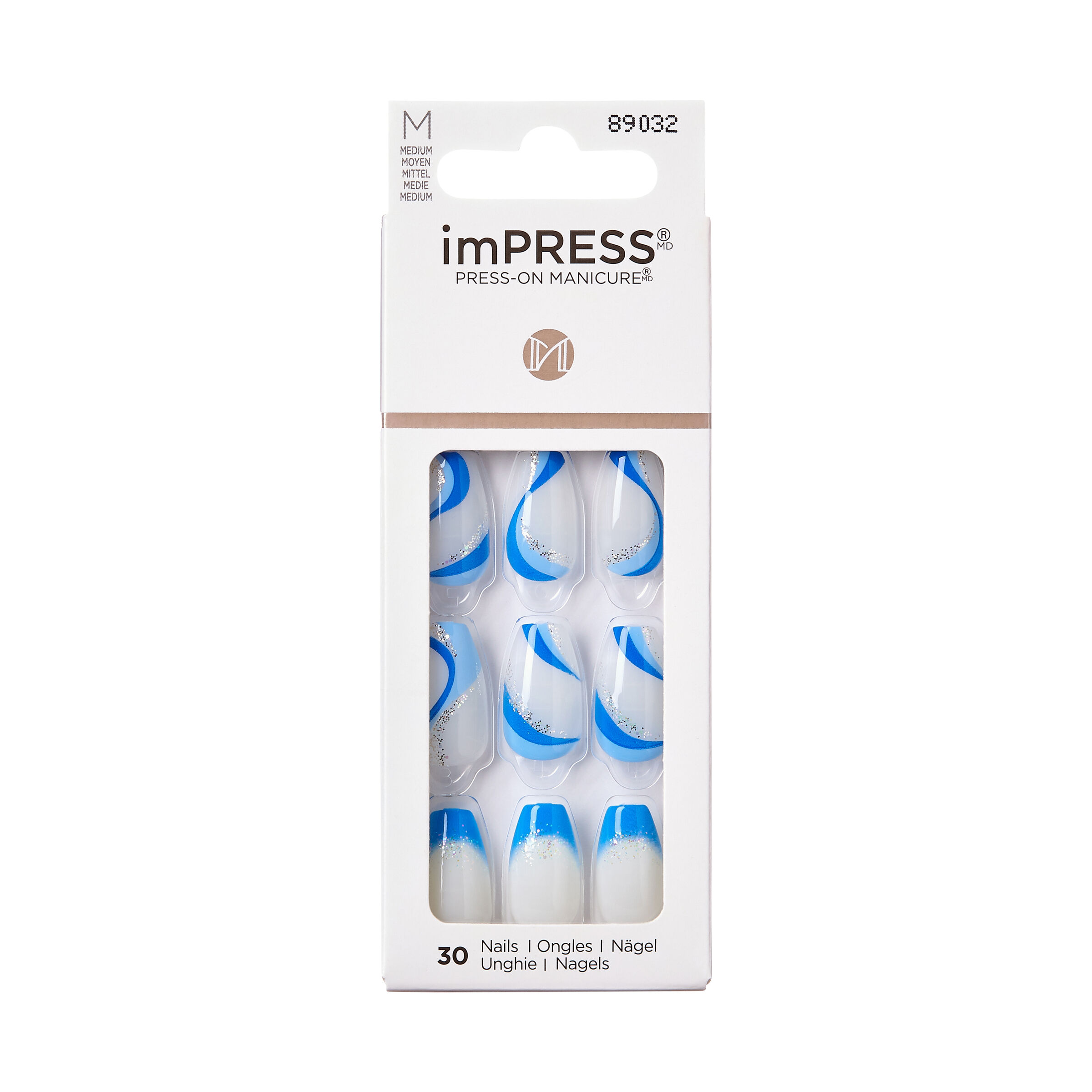 накладные ногти первое свидание impress manicure color kim016c 30шт короткая длина Самоклеящиеся гвозди kimm28 Kiss Impress, 1 упаковка