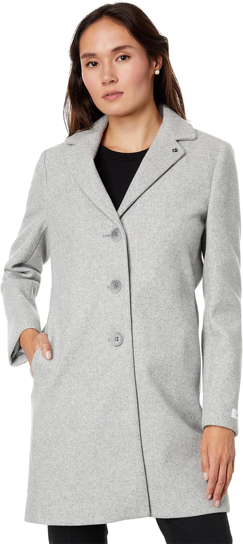 Пальто Single Breasted Walker Calvin Klein, светло-серый фото