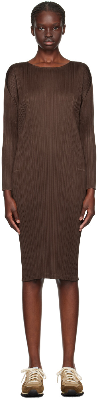 

Платье миди в коричневых цветах месяца сентябрь Issey Miyake Pleats Please Issey Miyake, Коричневый, Платье миди в коричневых цветах месяца сентябрь Issey Miyake Pleats Please Issey Miyake