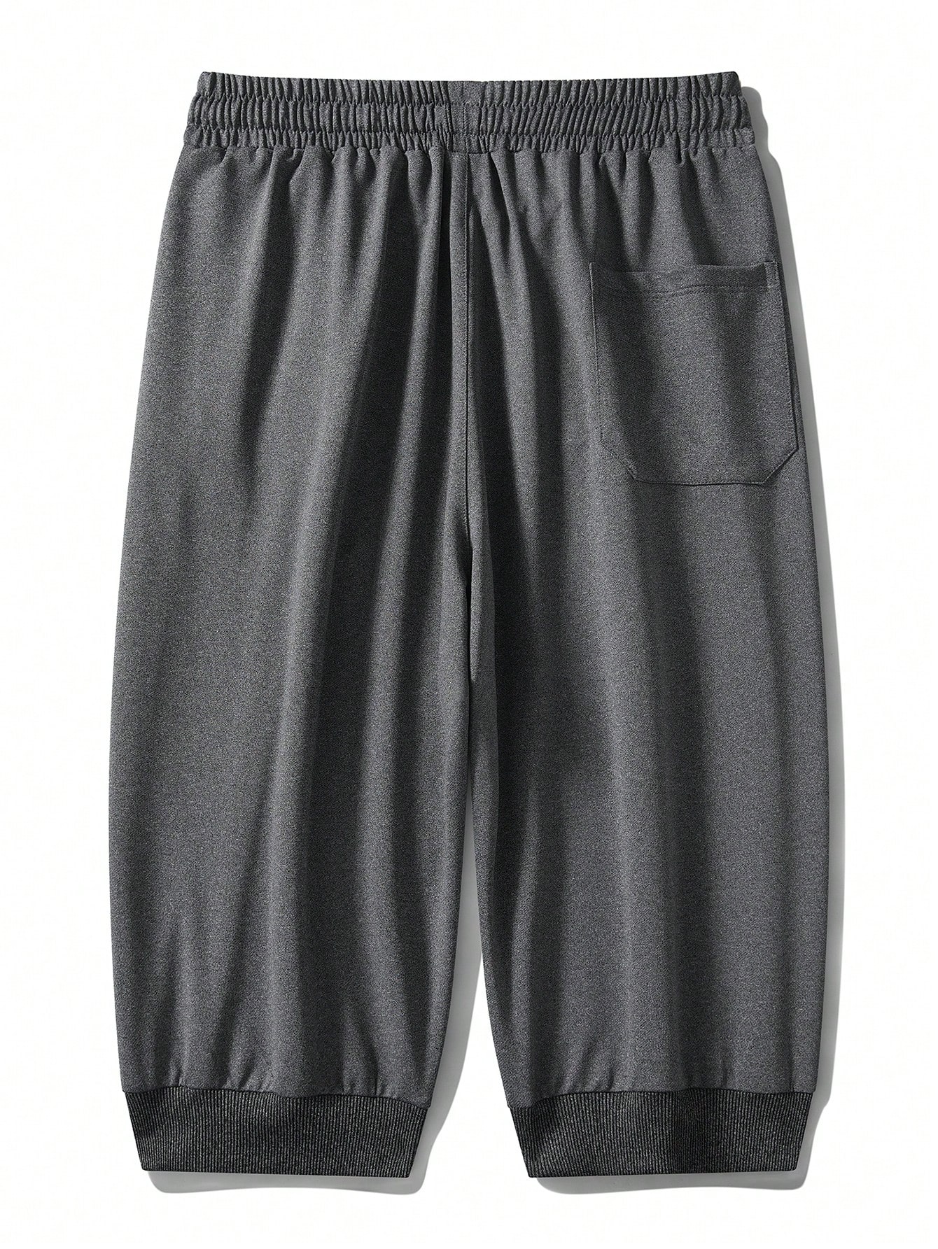 Мужские шорты свободного кроя больших размеров длиной 7/8 на лето, темно-серый штаны кухонные мужские водостойкие с эластичной талией дышащие тонкие летние