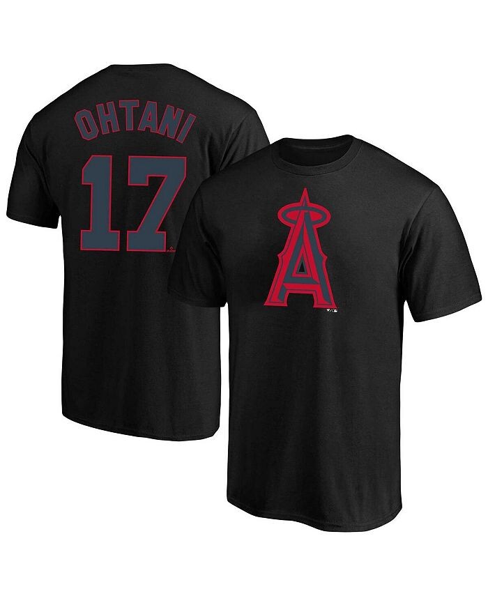 

Мужская черная футболка Shohei Ohtani Los Angeles Angels Big and Tall с именем и номером Profile, черный