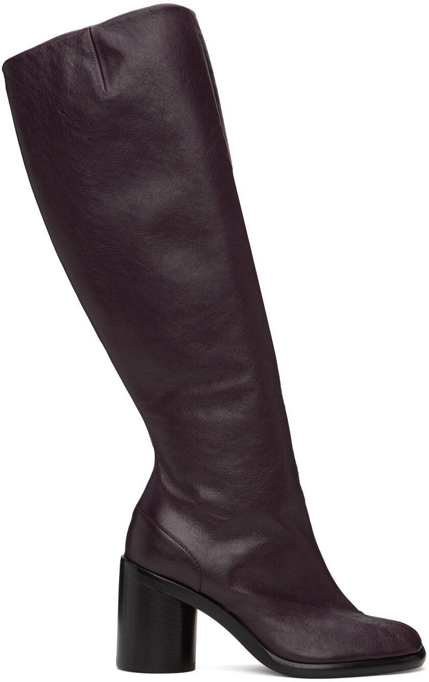 

Бордовые сапоги до колена Tabi Maison Margiela