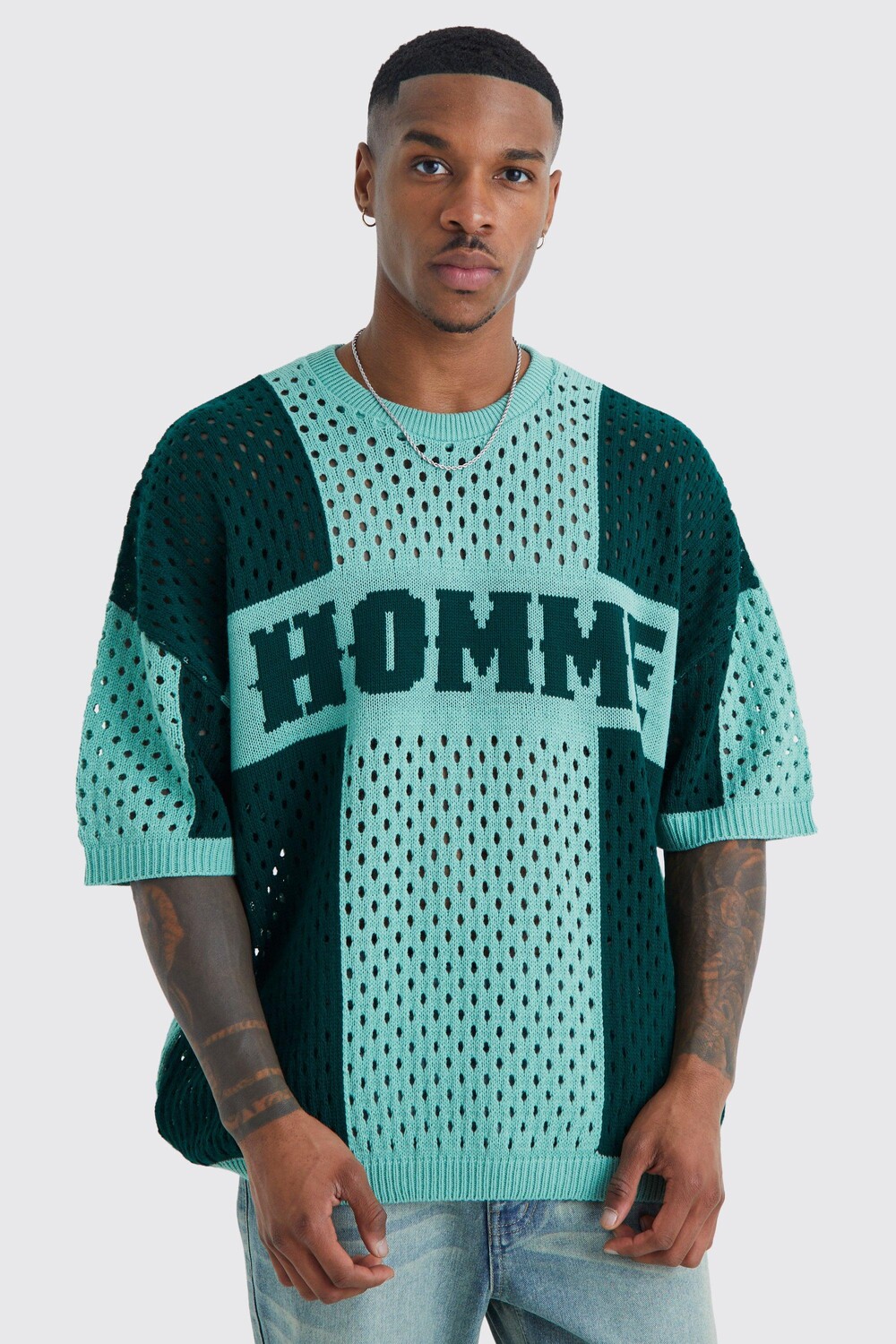 

Трикотажная футболка homme в полоску Boohoo, зеленый