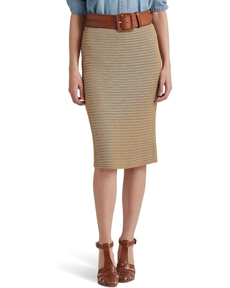 

Юбка LAUREN Ralph Lauren Petite Metallic Cotton-Blend Knit Pencil, бронзовый