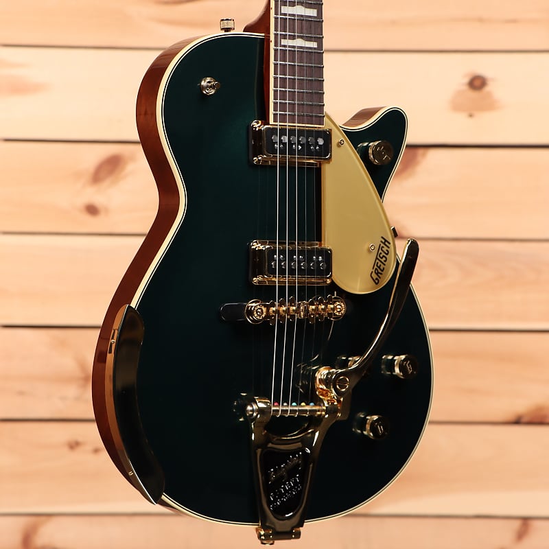 Электрогитара Gretsch G6128T-57 Vintage Select '57 Duo Jet with Bigsby - Cadillac Green - JT23072635 - PLEK'd электрогитара gretsch g6128t gh george harrison signature duo jet w bigsby black 754