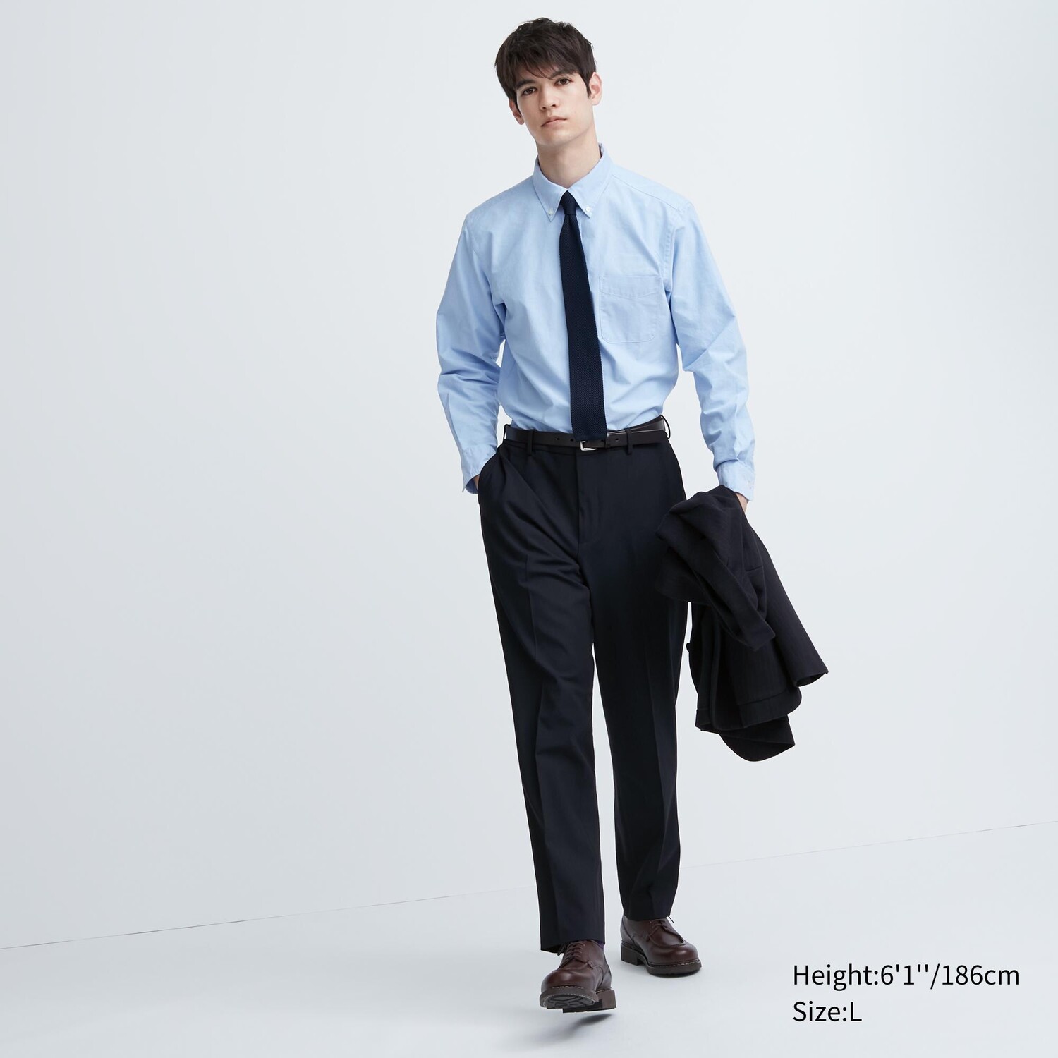 

Брюки UNIQLO Smart с эффектом шерсти, темно-синий