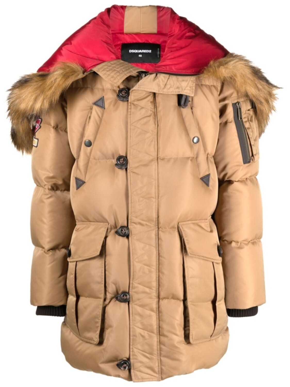

Dsquared2 пуховик с нашивкой-логотипом, нейтральный цвет