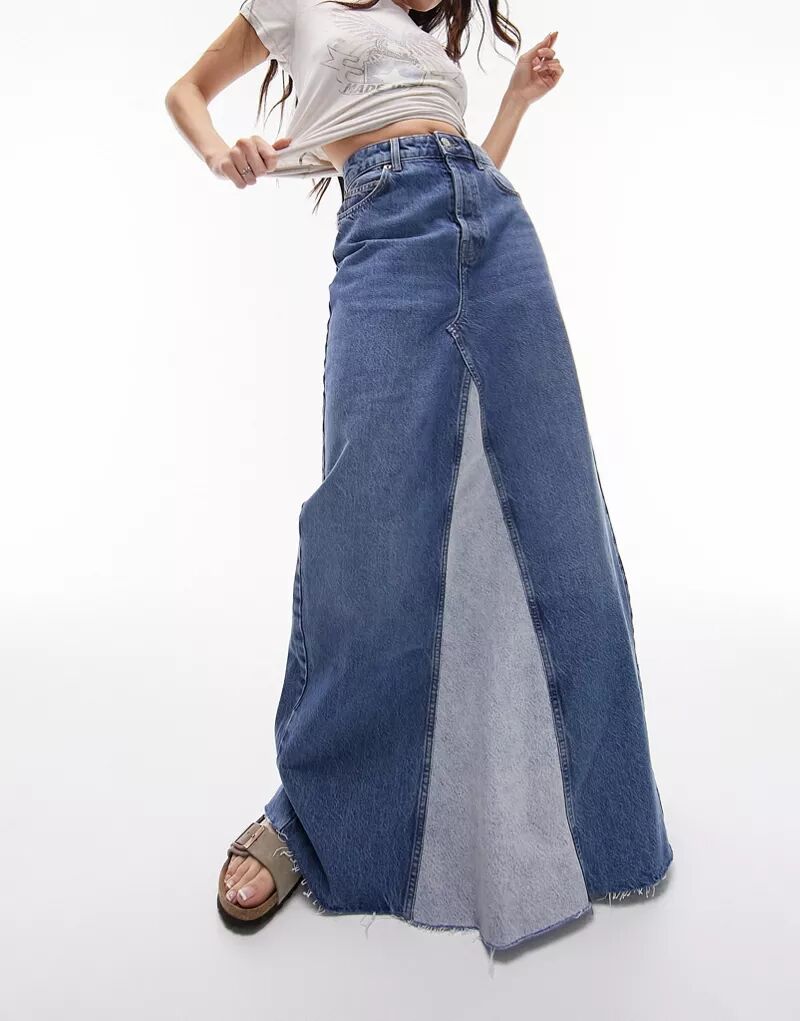 Голубая джинсовая юбка макси Topshop Reworked