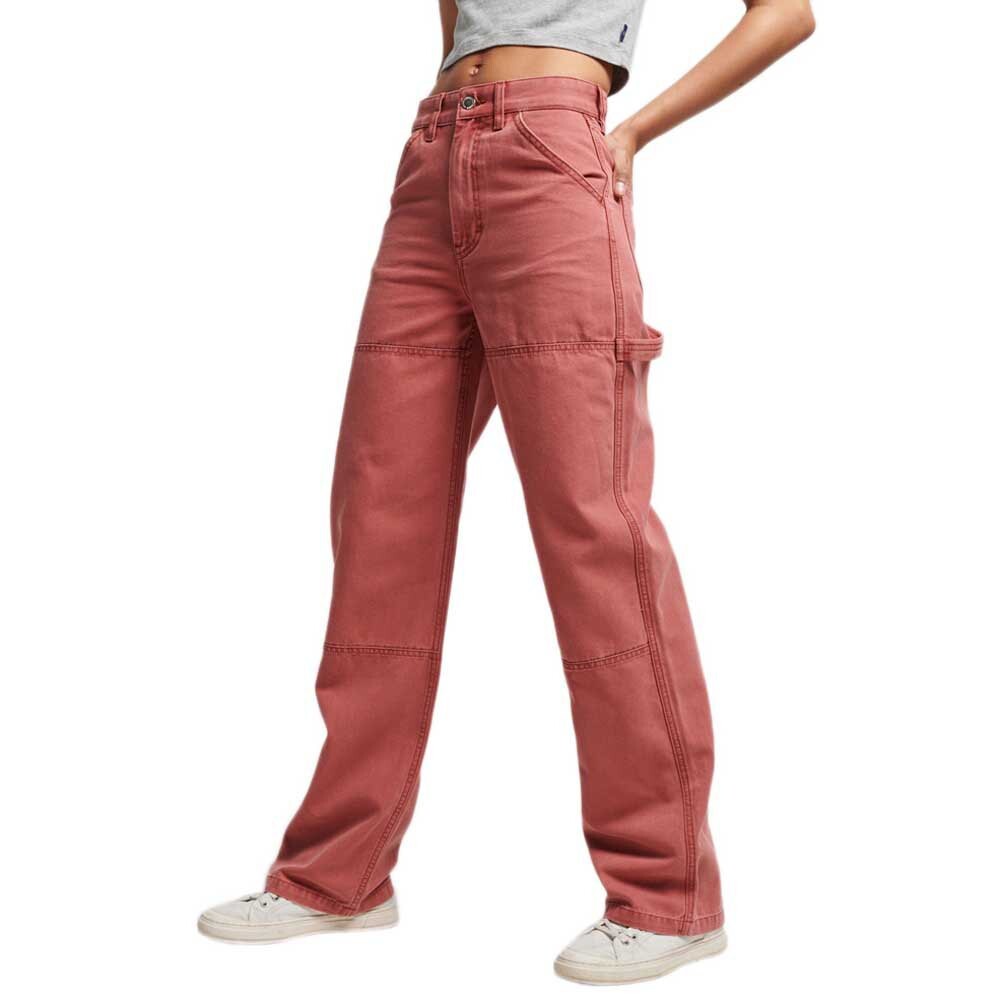 

Брюки Superdry Vintage Wide Carpenter, розовый