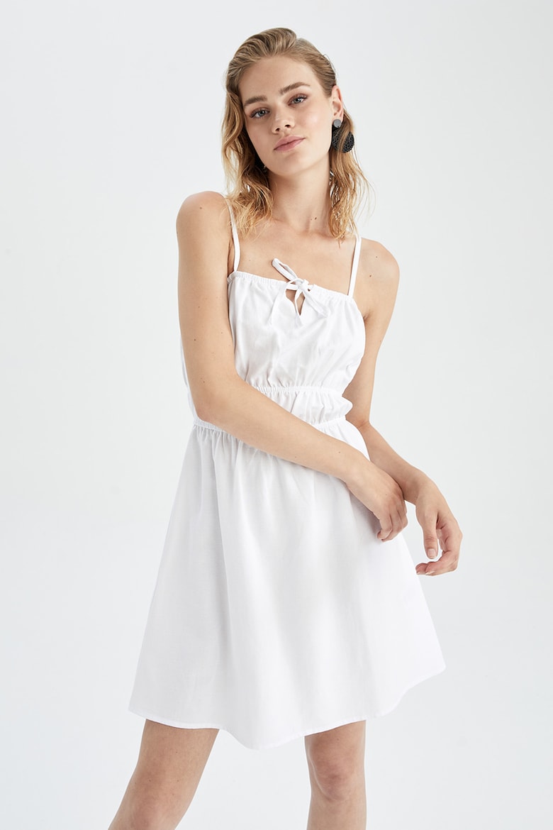 Вырезное платье со складками Defacto, белый