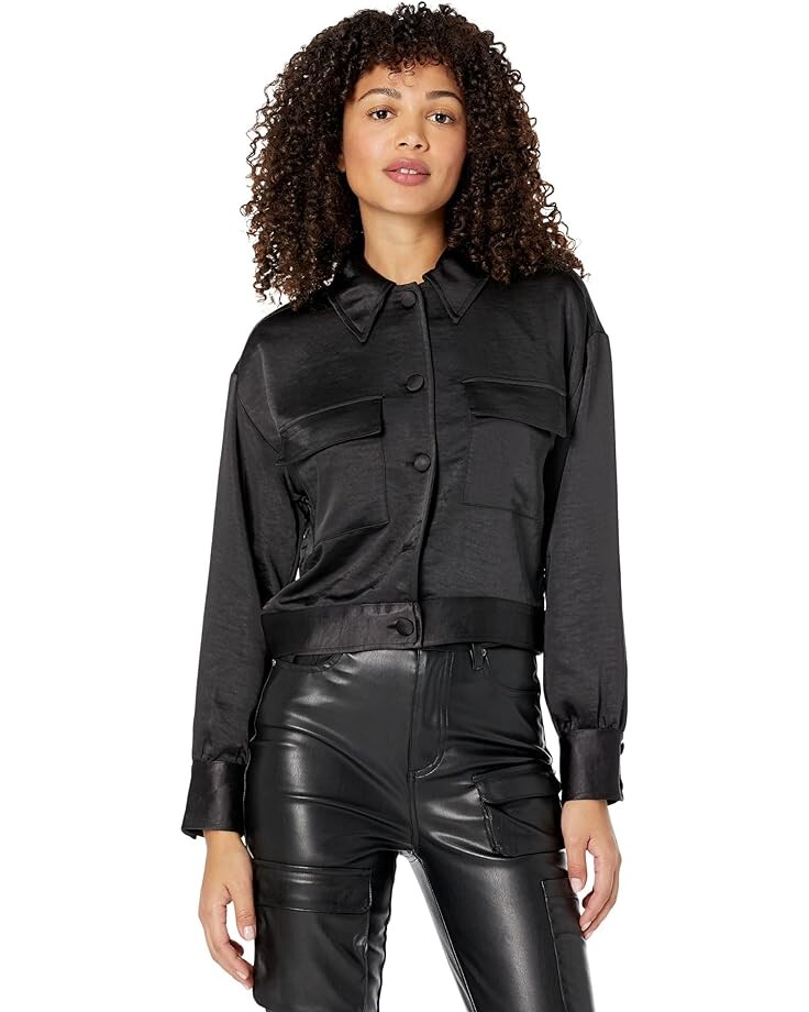 

Куртка BCBGMAXAZRIA Satin Button-Down, черный