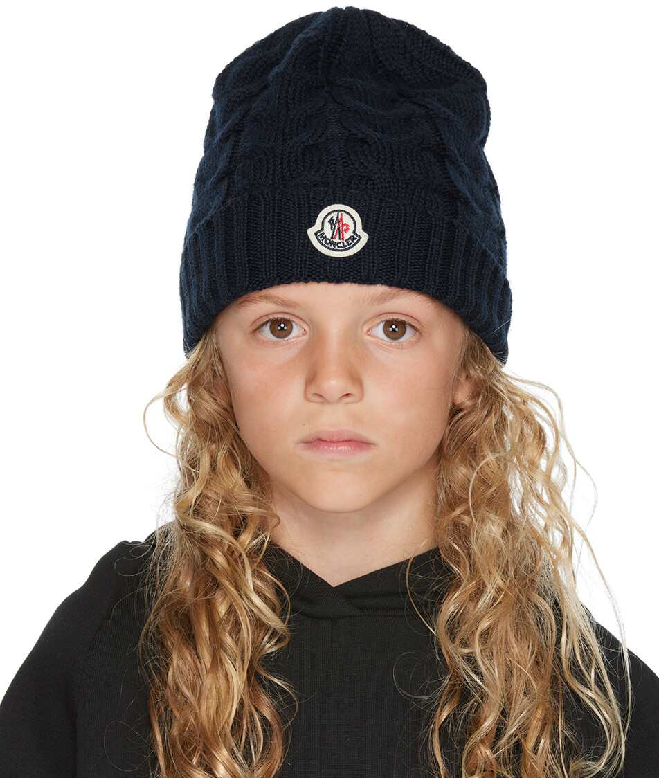 

Детская Темно-Синяя Шерстяная Шапка Темно-Синяя Moncler Enfant