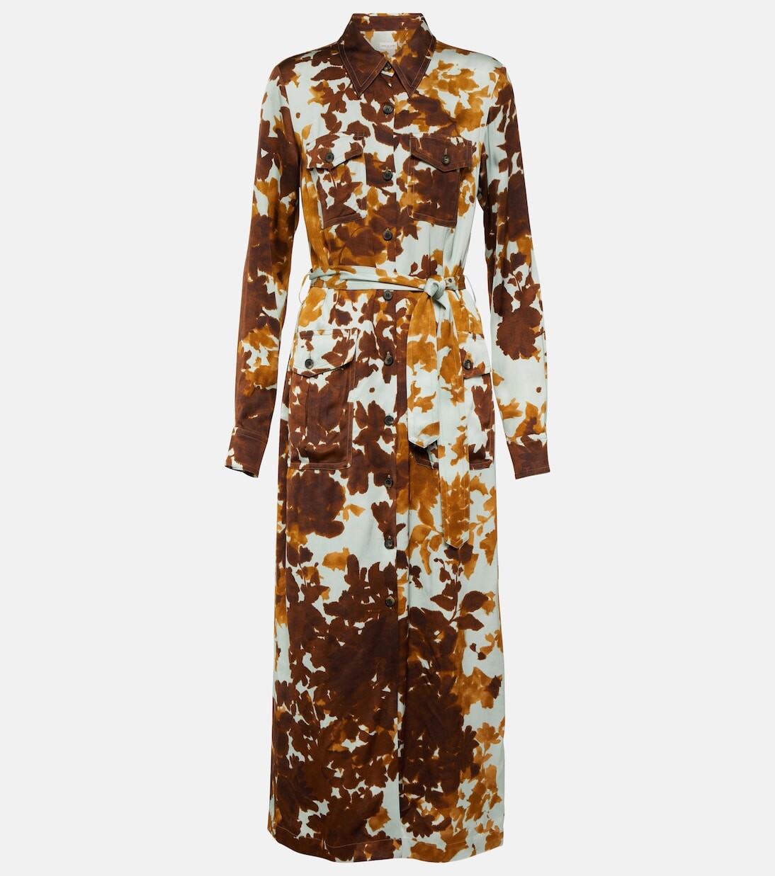 

Атласное платье миди с принтом Dries Van Noten, мультиколор