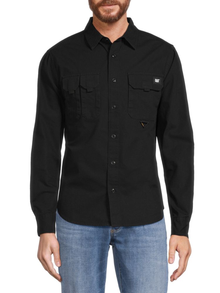 Однотонная рубашка в деловом стиле Cat Wwr, цвет Pitch Black