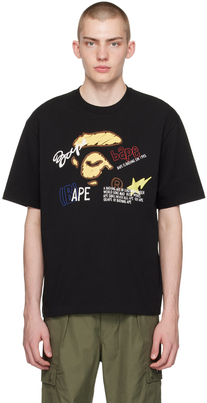 

Черная футболка свободного кроя Bape, цвет Black