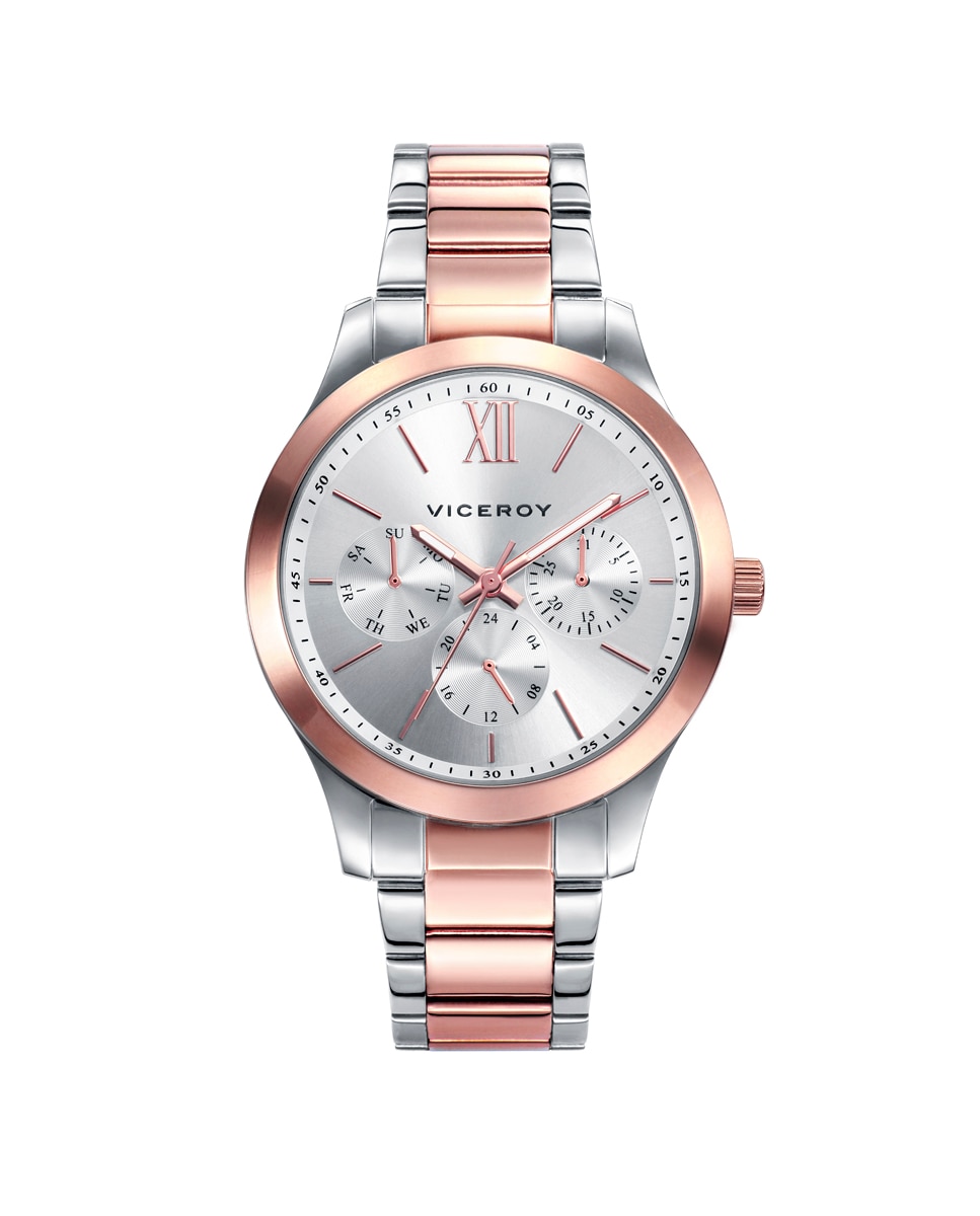 Шикарные многофункциональные стальные женские часы 401070-03 с розовым IP Viceroy, розовый цифровые женские часы d logo со стальным браслетом синего ip tous синий