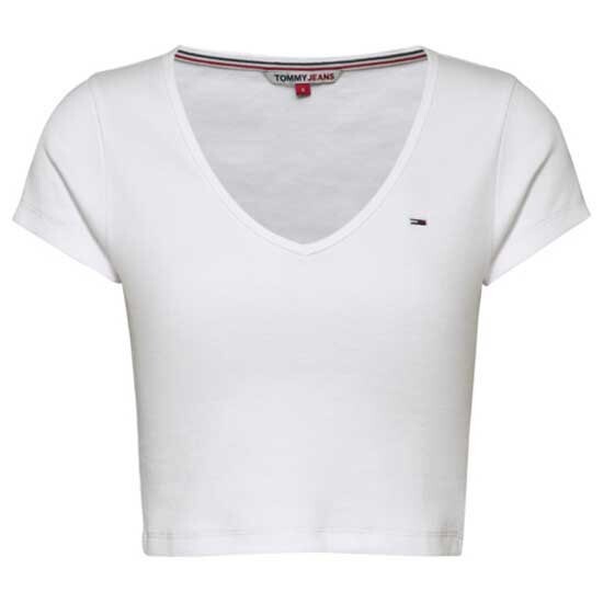 

Футболка Tommy Jeans Bby Crp Essential Rib Short Sleeve V Neck, белый