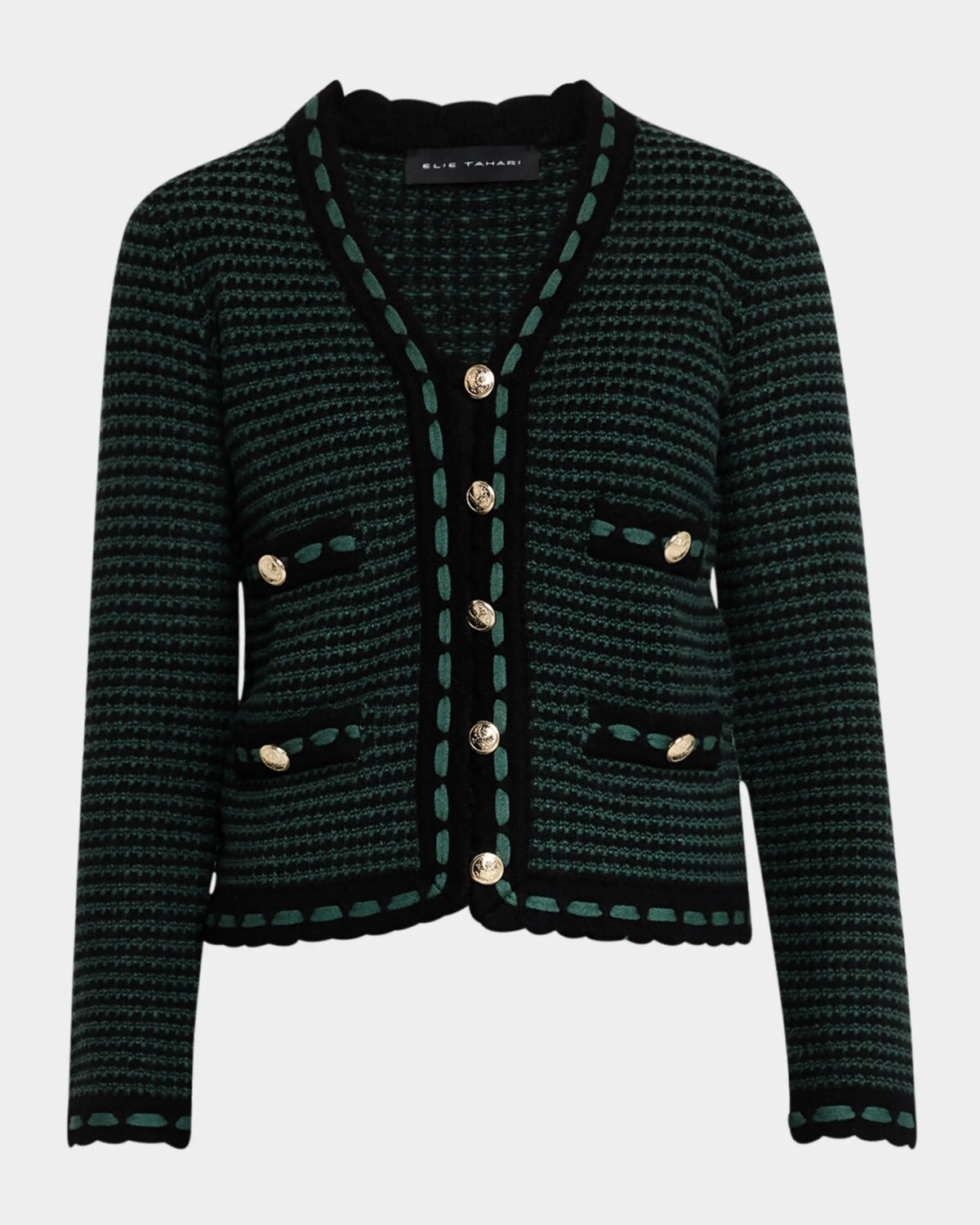 

Кардиган Alta Knit из шерсти и кашемира Elie Tahari, цвет Juniper/Noir