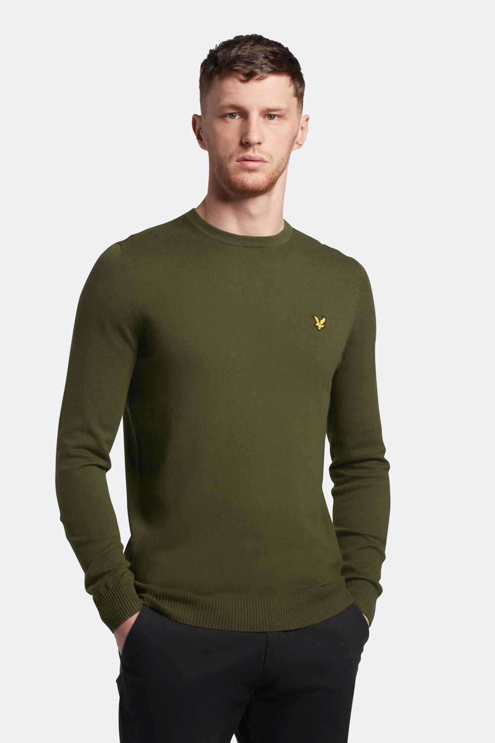 

Зеленый свитер с круглым вырезом из шерсти мериноса и хлопка Lyle & Scott, зеленый