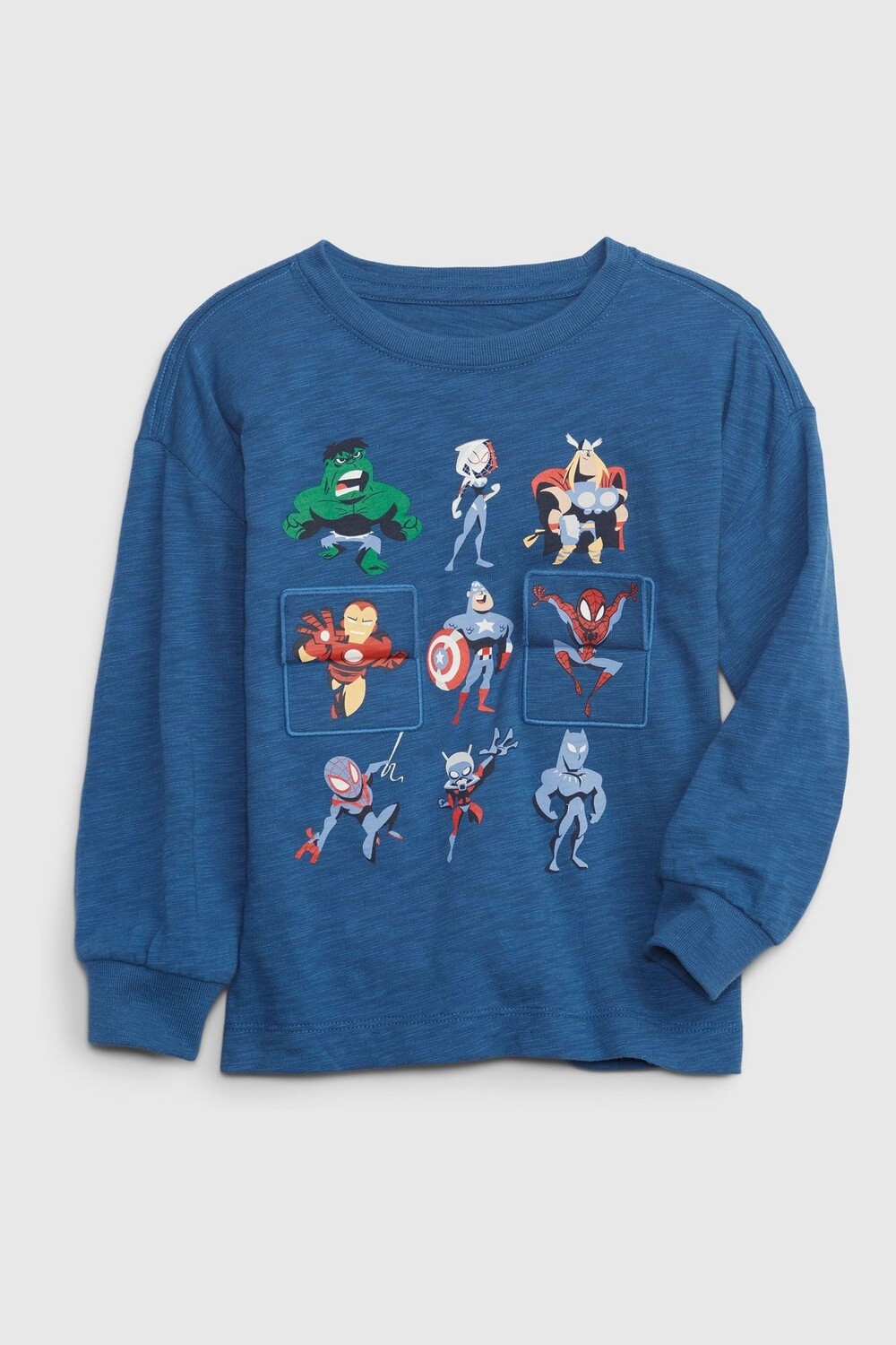 

Футболка с длинными рукавами и рисунком Marvel Avengers Gap, синий