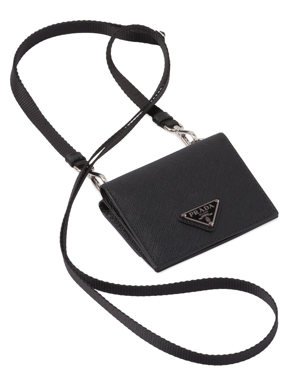 Визитница из сафьяновой кожи Prada, черный